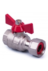 Кран шаровой с накидной гайкой 1/2"ВР х 1/2" Aspipe прямой, бабочка красная