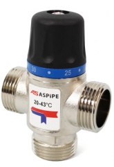 Термостатический смесительный клапан 1"нр Aspipe 20-43C, 2.5м3/ч  для ГВС и отопления