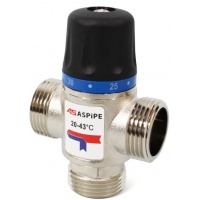Термостатический смесительный клапан 3/4"нр Aspipe 20-43C, 1.6м3/ч  для ГВС и отопления