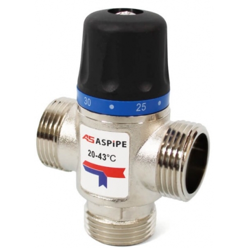 Термостатический смесительный клапан 1"нр Aspipe 20-43C, 2.5м3/ч  для ГВС и отопления купить в интернет магазине Санрай73