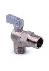 Кран шаровой угловой 1/2"НР/НР ASPIPE ручка-флажок, никелированный