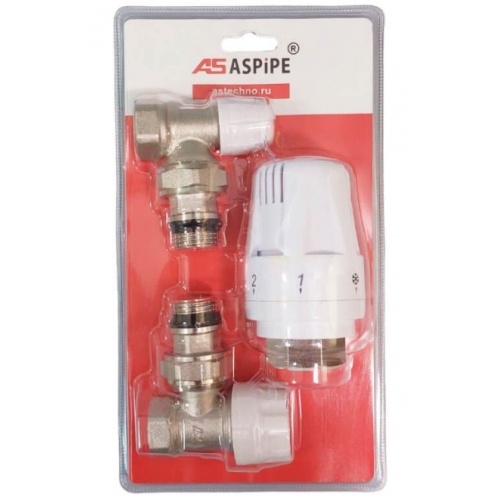 Комплект радиаторный терморегулирующий угловой 1/2 Aspipe купить в интернет магазине Санрай73