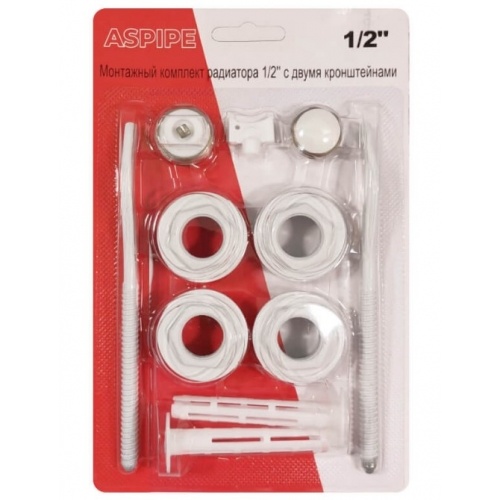 Набор радиаторный универсальный 1/2" Aspipe 11 элементов, c 2-я кронштейнами купить в интернет магазине Санрай73