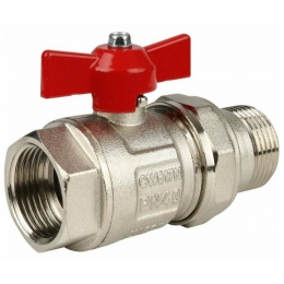 Кран шаровой со сгоном 1"вр х 1"нр Itap прямой, ручка-бабочка красная