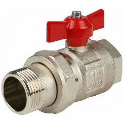 Кран шаровой со сгоном 1"вр х 1"нр Itap прямой, ручка-бабочка красная