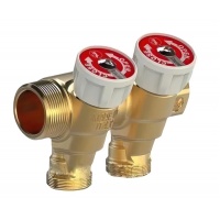 Коллектор сантехнический 3/4" х 1/2" на 2 выхода Giacomini R585C с вентилями