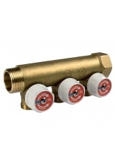 Коллектор сантехнический 3/4" х 1/2" на 3 выхода Giacomini R585C с вентилями