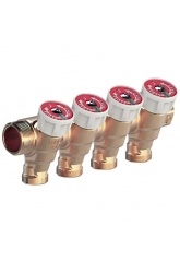 Коллектор сантехнический 3/4" х 1/2" на 4 выхода Giacomini R585C с вентилями