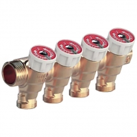 Коллектор сантехнический 3/4" х 1/2" на 4 выхода Giacomini R585C с вентилями