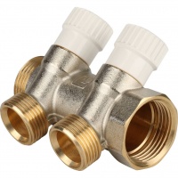 Коллектор распределительный 1" х 3/4" с 2 отводами Stout SMB-6851 запорные клапаны