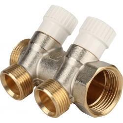 Коллектор распределительный 1" х 3/4" с 2 отводами Stout SMB-6851 запорные клапаны