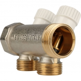 Коллектор распределительный 1" х 3/4" с 2 отводами Stout SMB-6851 запорные клапаны