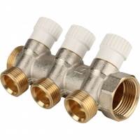 Коллектор распределительный 1" х 3/4" с 3 отводами Stout SMB-6851 запорные клапаны