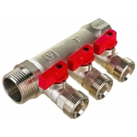 Коллектор распределительный 1" х 3/4" с 3 отводами Valtec VTc.580.NE шаровые краны