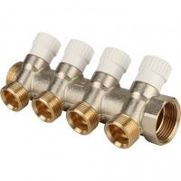 Коллектор распределительный 1" х 3/4" с 4 отводами Stout SMB-6851 запорные клапаны