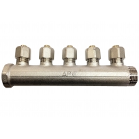 Коллектор распределительный 1" x 16мм с 5 отводами APE