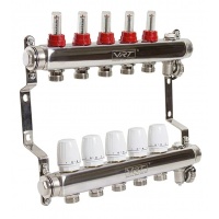 Коллекторная группа 1х3/4 с расходомерами 5 отводов Vertum