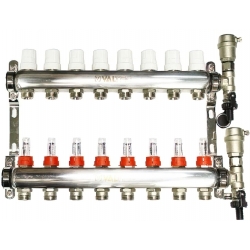 Коллекторная группа Valtec VTc.589.EMNX 1"х3/4" 8 выходов с регулирующими клапанами и расходомерами