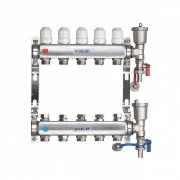 Коллекторная группа на  5 выходов Vieir VR115 без расходомеров, без кранов, сталь нержавеющая