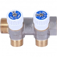 Коллектор распределительный 3/4" х 1/2" с 2 отводами Stout SMB-6851 запорные клапаны