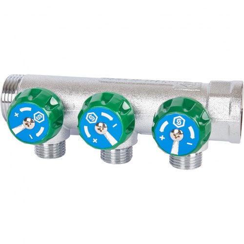 Коллектор распределительный Stout SMB-6850 1"х1/2" с 3 отводами, регулировочно-отсечные клапаны купить в интернет магазине Санрай73