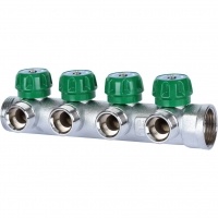 Коллектор распределительный 1" х 3/4"EK с 4 отводами Stout SMB-6850 регулировочно-отсечные клапаны