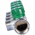 Коллектор распределительный Stout SMB-6850 1"х3/4"EK с 4 отводами, регулировочно-отсечные клапаны