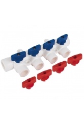 Коллектор водоразборный 40 мм х 20 мм 4 выхода с шаровыми кранами Vieir PP-R (белый)