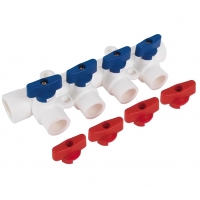 Коллектор водоразборный 40 мм х 20 мм 4 выхода с шаровыми кранами Vieir PP-R (белый)