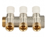 Коллектор распределительный 1" х 3/4" с 3 отводами Stout SMB-6851 запорные клапаны