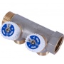 Коллектор распределительный 3/4" х 1/2" с 2 отводами Stout SMB-6851 запорные клапаны