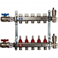 Коллекторная группа Stout SMS-0907 1"х3/4" 5 выходов, с расходомерами