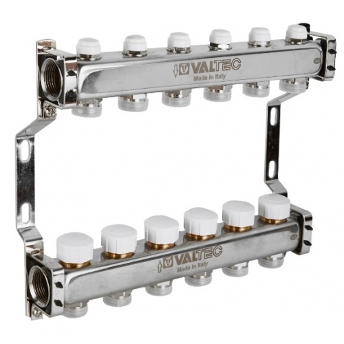 Коллекторная группа Valtec VTc.582.EMNX 1"х3/4" 6 выходов с регулирующими и балансировочными клапана купить в интернет магазине Санрай73