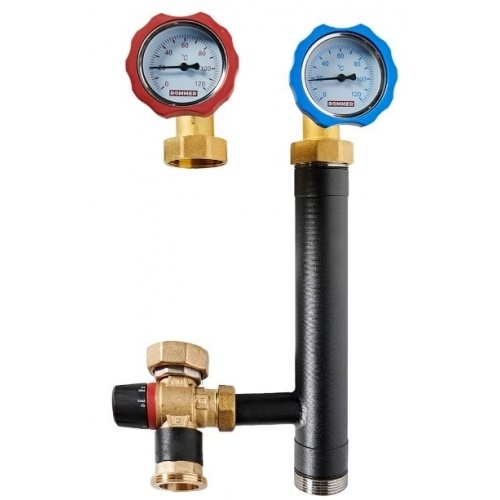 Насосная группа ROMMER RDG-0002 с термостатическим смесительным клапаном (20-40°С) 1 без насоса купить в интернет магазине Санрай73