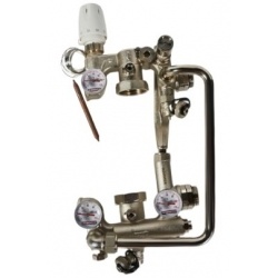 Насосно-смесительный узел Rommer с термоголовкой, перепускным клапаном и байпасом, без насоса