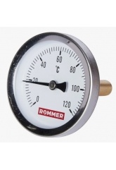 Термометр аксиальный Rommer, 63мм, 120°C, гильза 50мм, 1/2"нр, класс 2, биметаллический