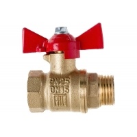 Кран шаровой с накидной гайкой 1/2"ВР х 1/2" Valfex Premium бабочка красная