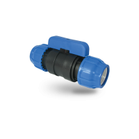 Кран шаровой 25мм х 25мм Poelsan компрессионный синий усиленный для ПНД труб