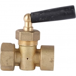 Кран трехходовый для манометра 1/2"ВР/ВР STOUT рукоятка черная