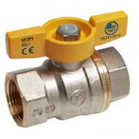 Кран газовый 1/2"ВР/ВР Giacomini R731G полнопроходной, бабочка желтая