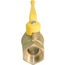 Кран газовый латунный 1 1/2" вр-вр полнопроходной, рукоятка стальная желтая