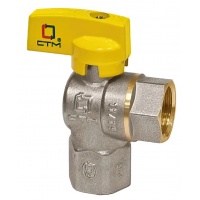 Кран газовый 1/2"ВР/ВР СТМ ГАЗ CGLFFB угловой полнопроходной, флажок желтый