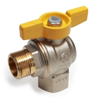 Кран газовый 1/2"НР/ВР Giacomini R781G угловой полнопроходной, бабочка желтая