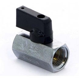 Кран шаровой BUGATTI Kansas 1/4"вр х 1/4"вр, мини, никелированный, ручка-флажок черная