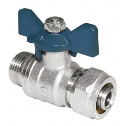 Кран шаровой Aqualink 1/2"нр х 20мм цанга, ручка бабочка, для металлопластика