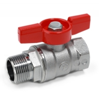 Кран шаровой 3/4"ВР/НР Giacomini бабочка красная
