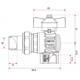 Кран шаровой со сгоном 3/4"вр х 3/4"нр Itap угловой, ручка-бабочка красная