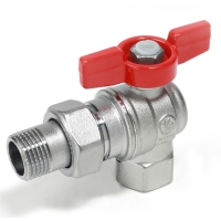 Кран шаровой со сгоном 1/2"ВР/НР Giacomini угловой бабочка красная, полнопроходной