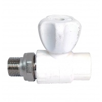 Вентиль радиаторный со сгоном Heisskraft PP-R белый 20мм х 1/2"нр, прямой, для полипропиленовых труб