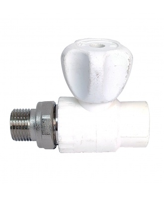 Вентиль радиаторный со сгоном Heisskraft PP-R белый 20мм х 1/2"нр, прямой, для полипропиленовых труб